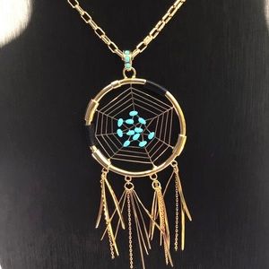 ⭐️HOST PICK Dreamcatcher Necklace Dangle Feather Goldtone
